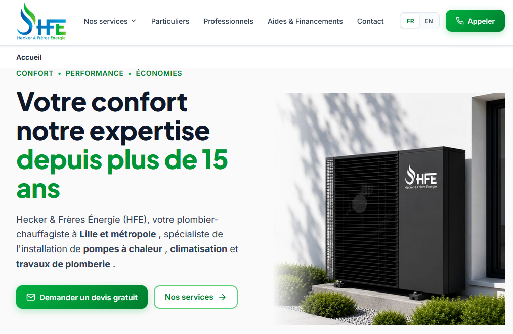 Aperçu du site Hecker & Frères Énergie (HFE)